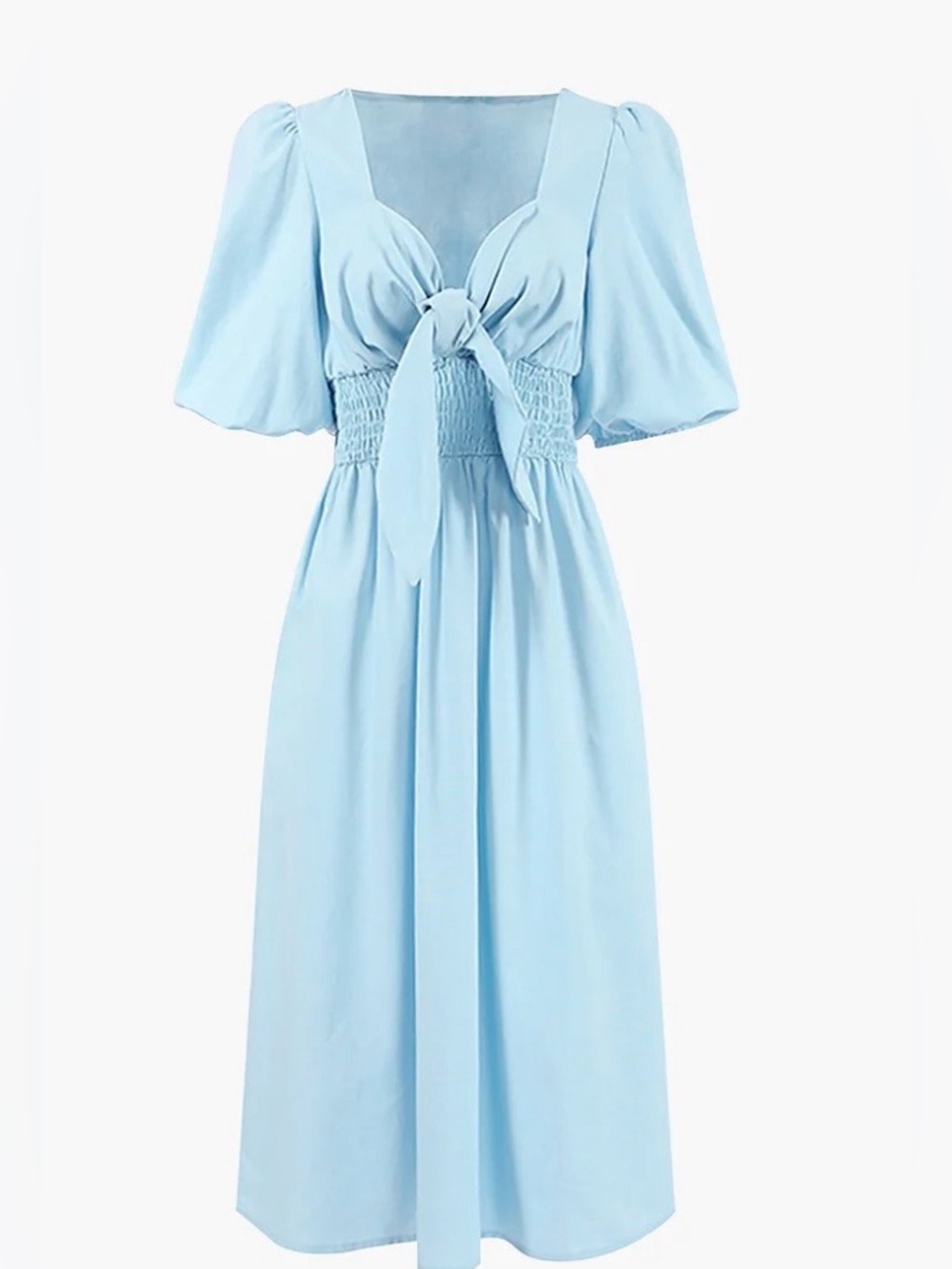 Commence Linen Cotton Blue Midi Dress